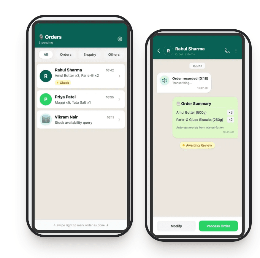 Shubh Labh app showing auto-extracted order summary